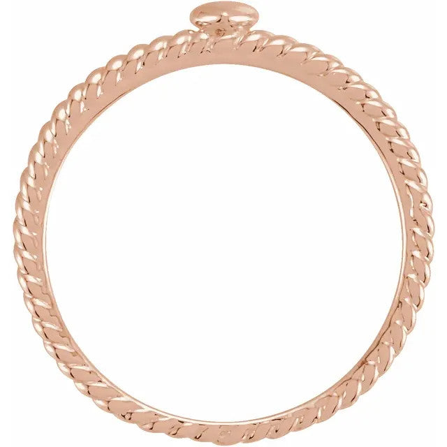 14K Gold Heart Rope Ring