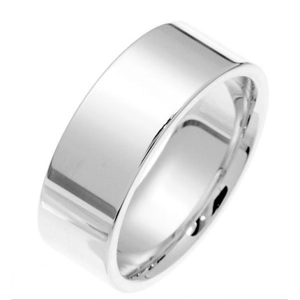 White Gold 8.0 mm Flat Comfort Fit Wedding Band