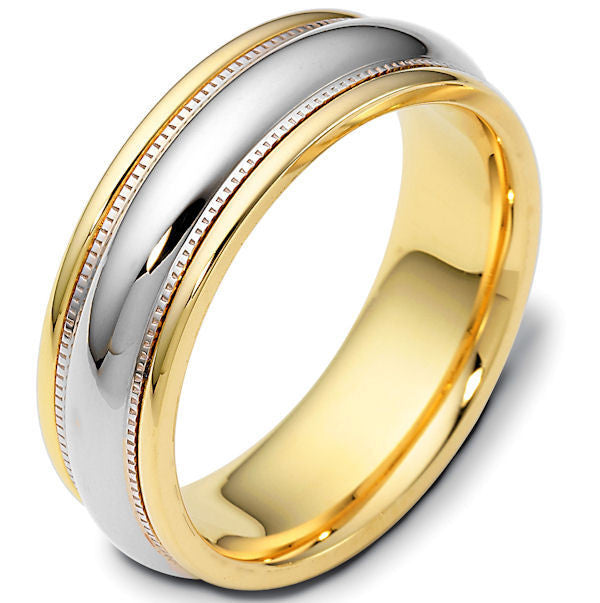 14Kt Two-Tone Gold Classic Milgrain Wedding Band