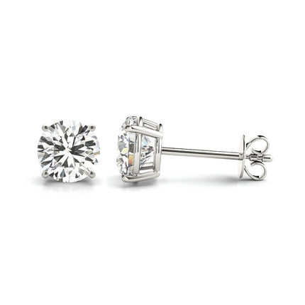A 5.0 carat total weight diamond stud earrings set in white gold. 
