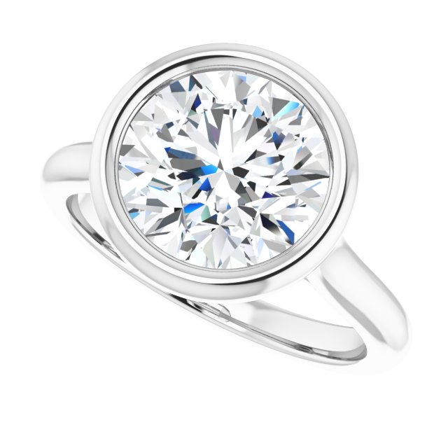 Bella 18K White  3 CT Round Engagement Ring