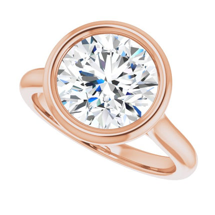 Bella 18K Rose  3 CT Round Engagement Ring
