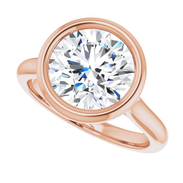 Bella 18K Rose  3 CT Round Engagement Ring