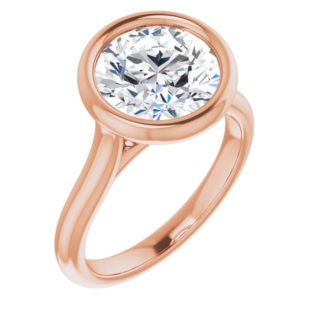Bella 14K Rose  3 CT Round Engagement Ring
