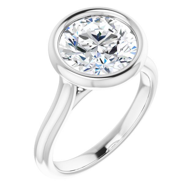 Bella 18K White  3 CT Round Engagement Ring