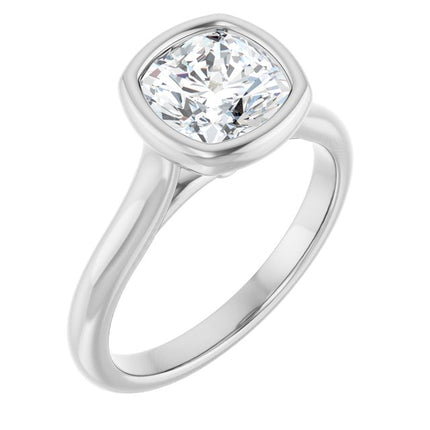 Bella 18K White  2 CT Cushion Engagement Ring