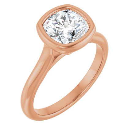 Bella 18K Rose  2 CT Cushion Engagement Ring