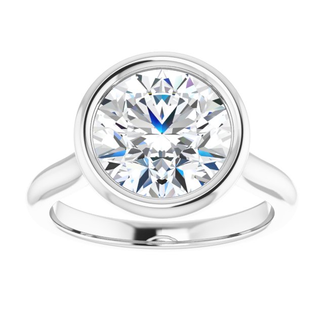 Bella 14K White  3 CT Round Engagement Ring