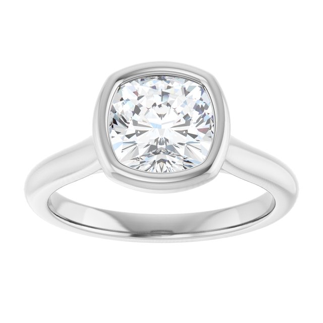 Bella 18K White  2 CT Cushion Engagement Ring