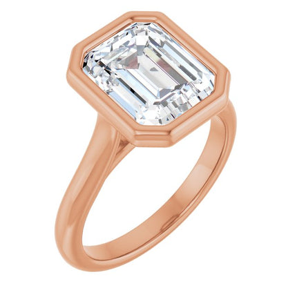 Bella 14K Rose  3 CT Emerald Engagement Ring