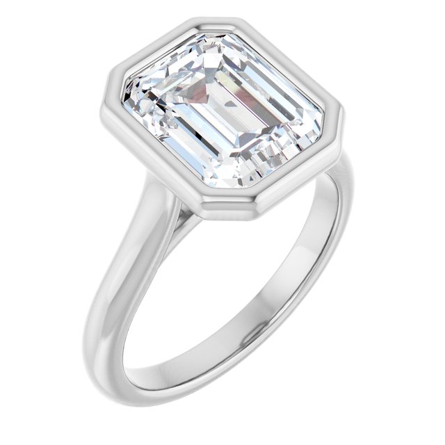 Bella 14K White  3 CT Emerald Engagement Ring