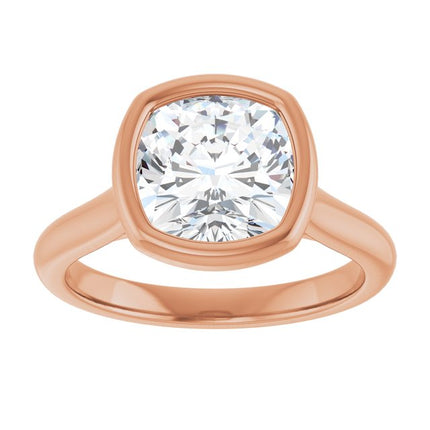 Bella 14K Rose  3 CT Cushion Engagement Ring