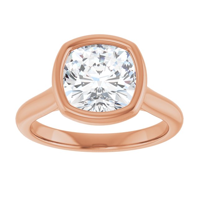 Bella 14K Rose  3 CT Cushion Engagement Ring