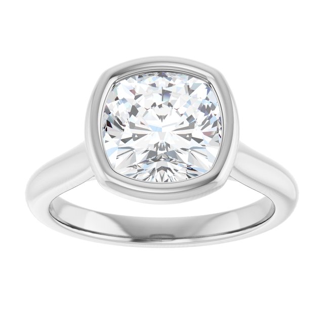 Bella 14K White  3 CT Cushion Engagement Ring