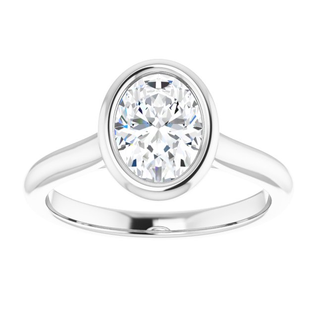 Bella 18K White  1 CT Oval Engagement Ring