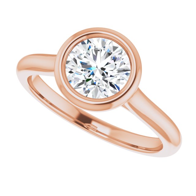 Bella 18K Rose  1 CT Round Engagement Ring