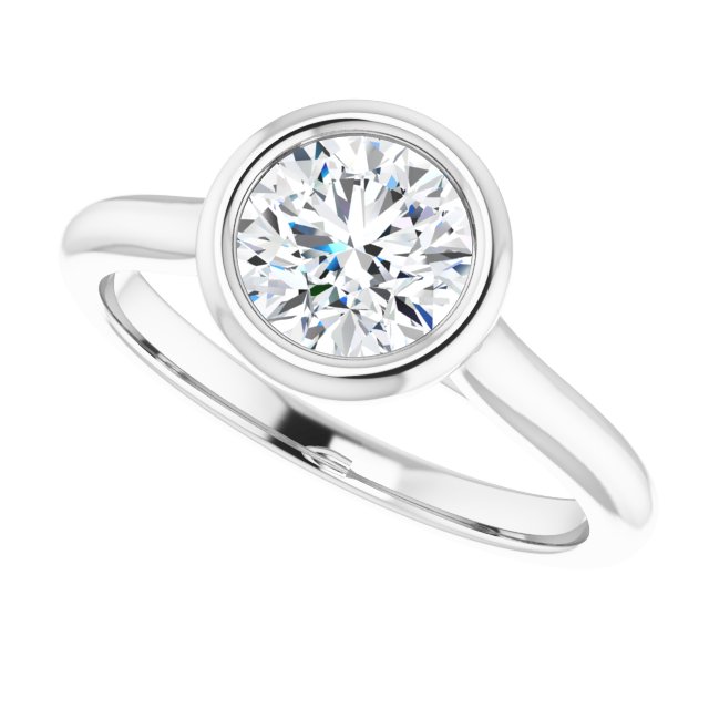 Bella 18K White  1 CT Round Engagement Ring