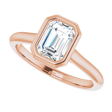 Bella 18K Rose  1 CT Emerald Engagement Ring