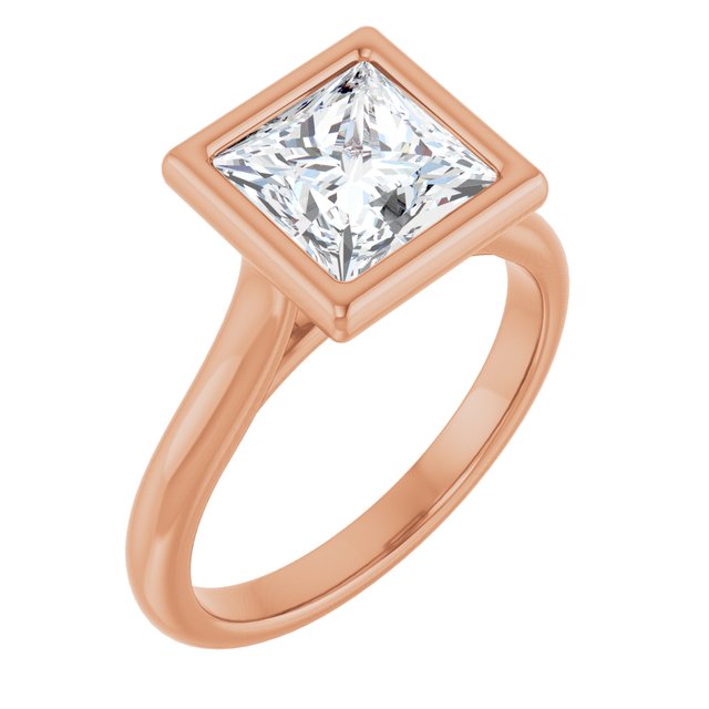 Bella 14K Rose  2 CT Princess Engagement Ring