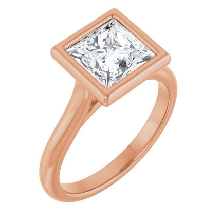Bella 18K Rose  2 CT Princess Engagement Ring
