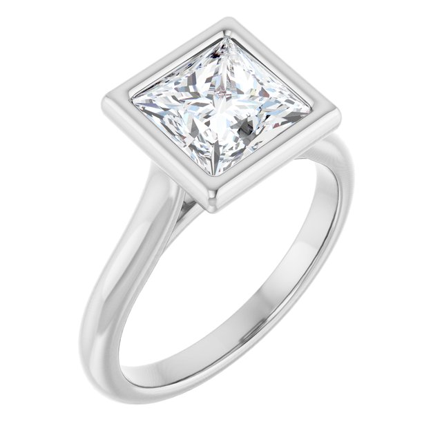 Bella 18K White  2 CT Princess Engagement Ring