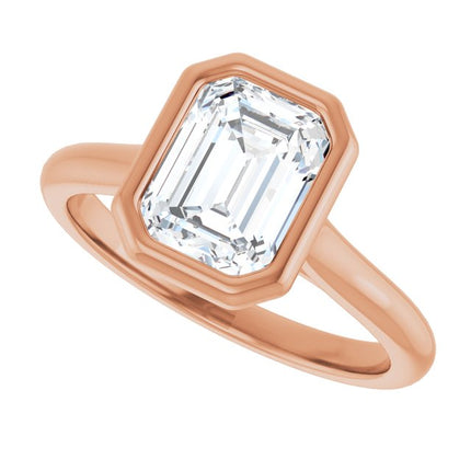 Bella 18K Rose  2 CT Emerald Engagement Ring