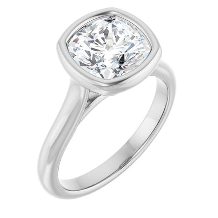 Bella 14K White  3 CT Cushion Engagement Ring