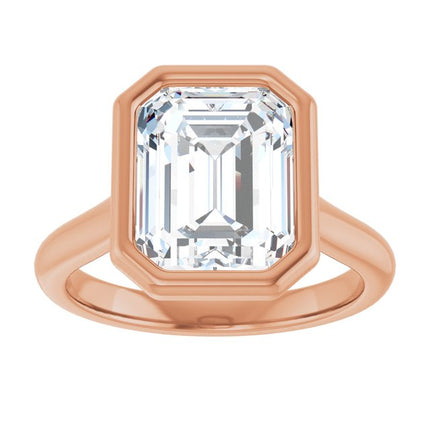 Bella 14K Rose  3 CT Emerald Engagement Ring