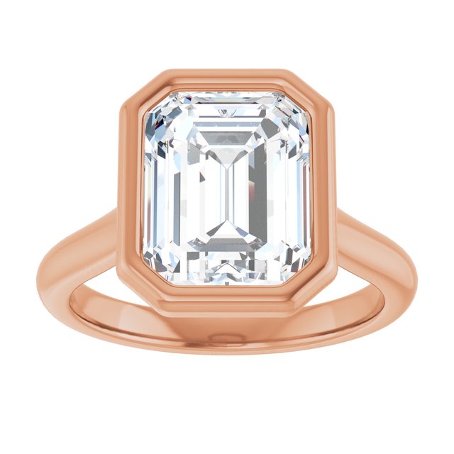Bella 14K Rose  3 CT Emerald Engagement Ring