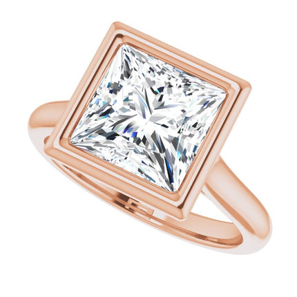 Bella 18K Rose  3 CT Princess Engagement Ring