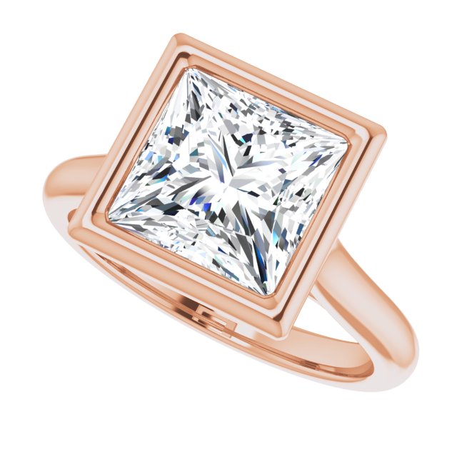 Bella 18K Rose  3 CT Princess Engagement Ring