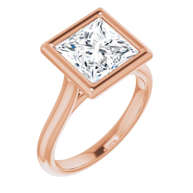Bella 14K Rose  3 CT Princess Engagement Ring