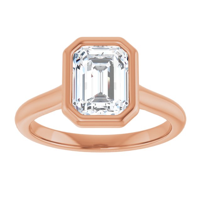 Bella 14K Rose  2 CT Emerald Engagement Ring
