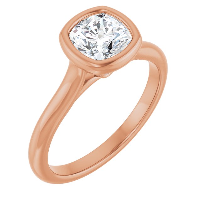 Bella 14K Rose  1 CT Cushion Engagement Ring
