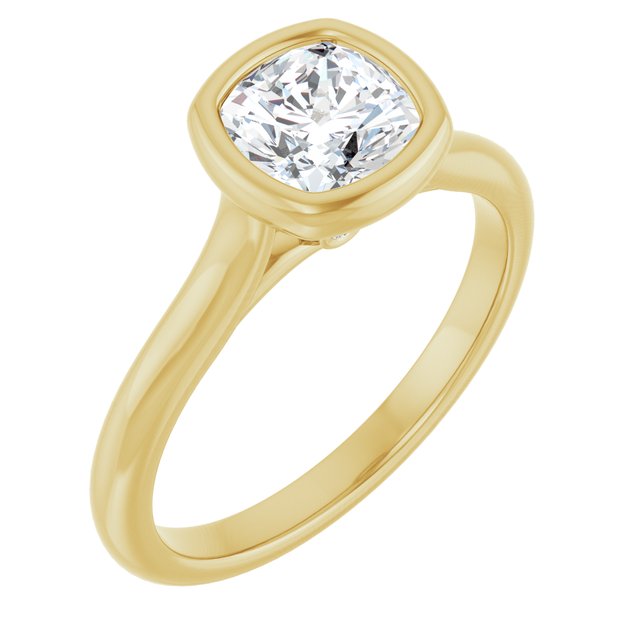 Bella 14K Yellow  1 CT Cushion Engagement Ring