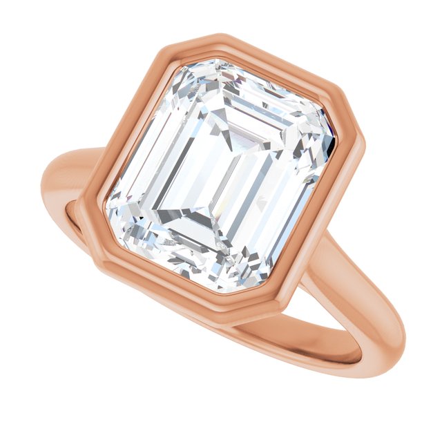 Bella 18K Rose  3 CT Emerald Engagement Ring