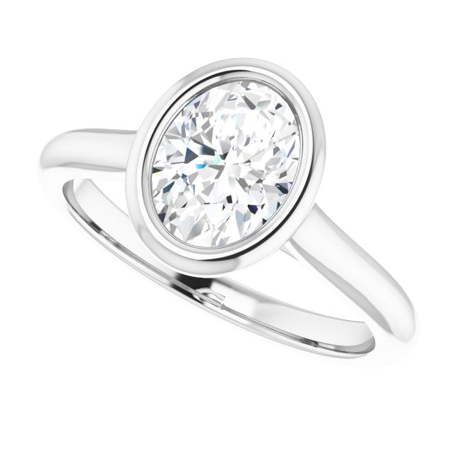 Bella 14K White  1 CT Oval Engagement Ring