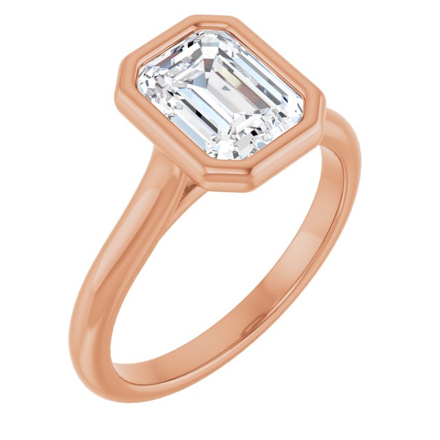 Bella 18K Rose  2 CT Emerald Engagement Ring