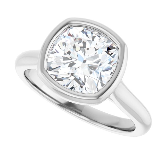 Bella 14K White  3 CT Cushion Engagement Ring