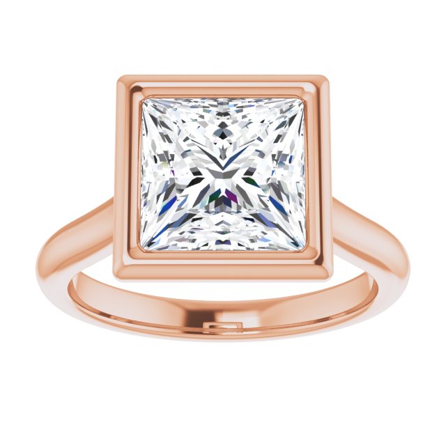 Bella 14K Rose  3 CT Princess Engagement Ring