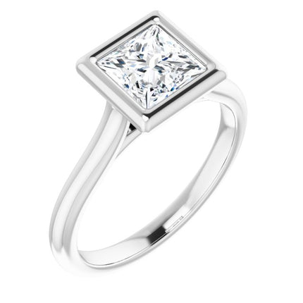 Bella 18K White  1 CT Princess Engagement Ring