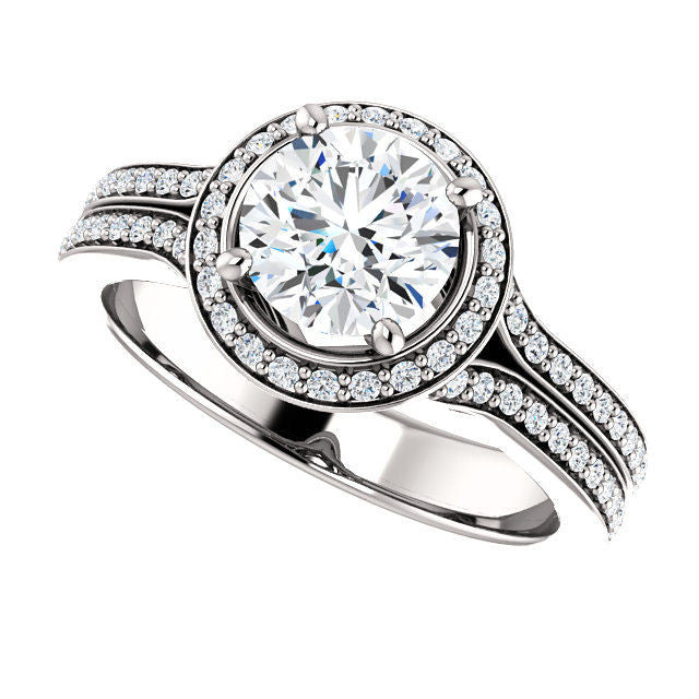 White Gold Round Halo Engagement Ring