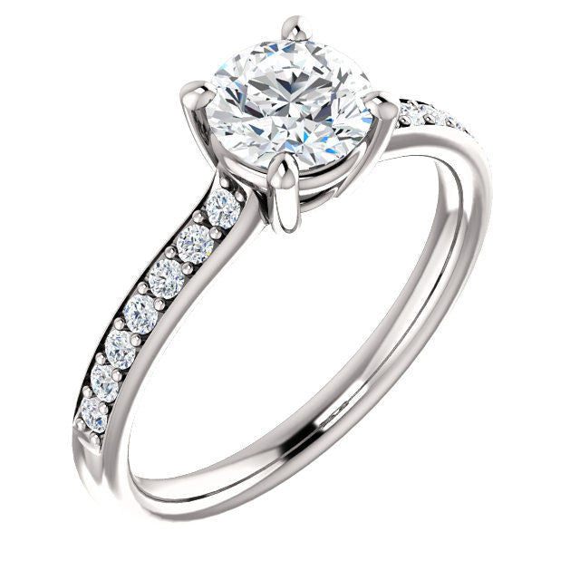 14Kt White Gold Classic Diamond Engagement Ring