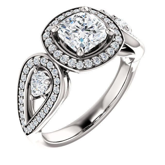 White Gold Halo Cushion Engagement Ring