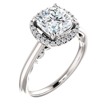 Cushion Halo Engagement Ring