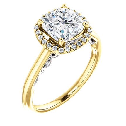 Yellow & White Cushion Engagement Ring