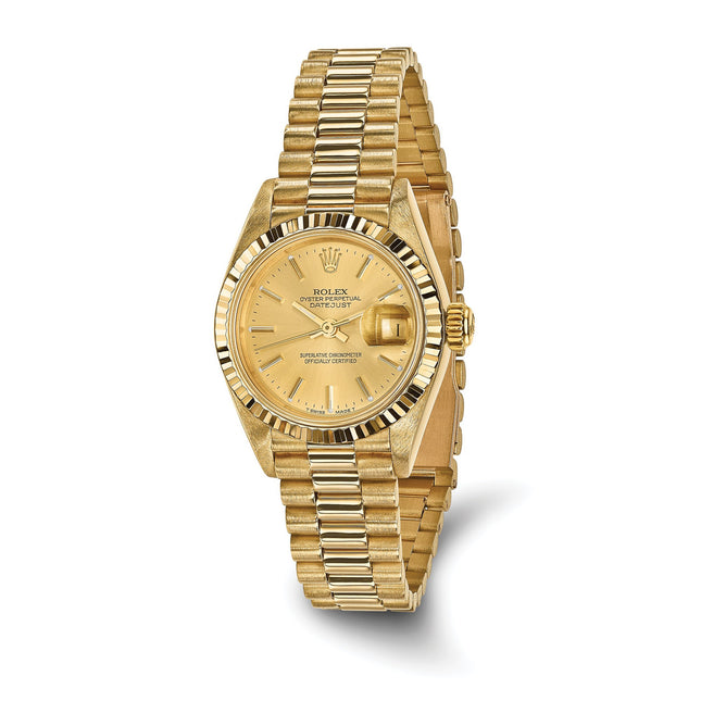 Online Only Pre-owned Independently Certified Rolex 18KY Ladies' Datejust President Watch