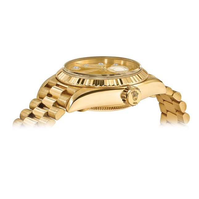 Online Only Pre-owned Independently Certified Rolex 18K Ladies' Datejust Diamond President Watch