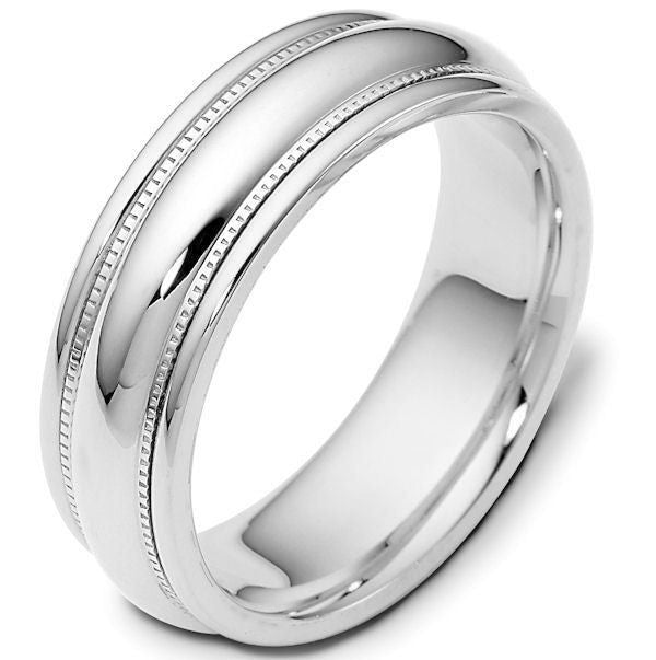 White Gold Classic Milgrain Wedding Band