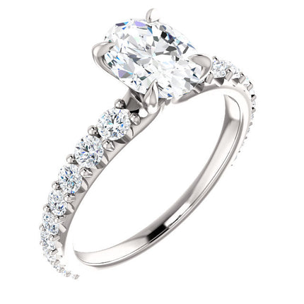 White Gold Oval Diamond Engagement Ring